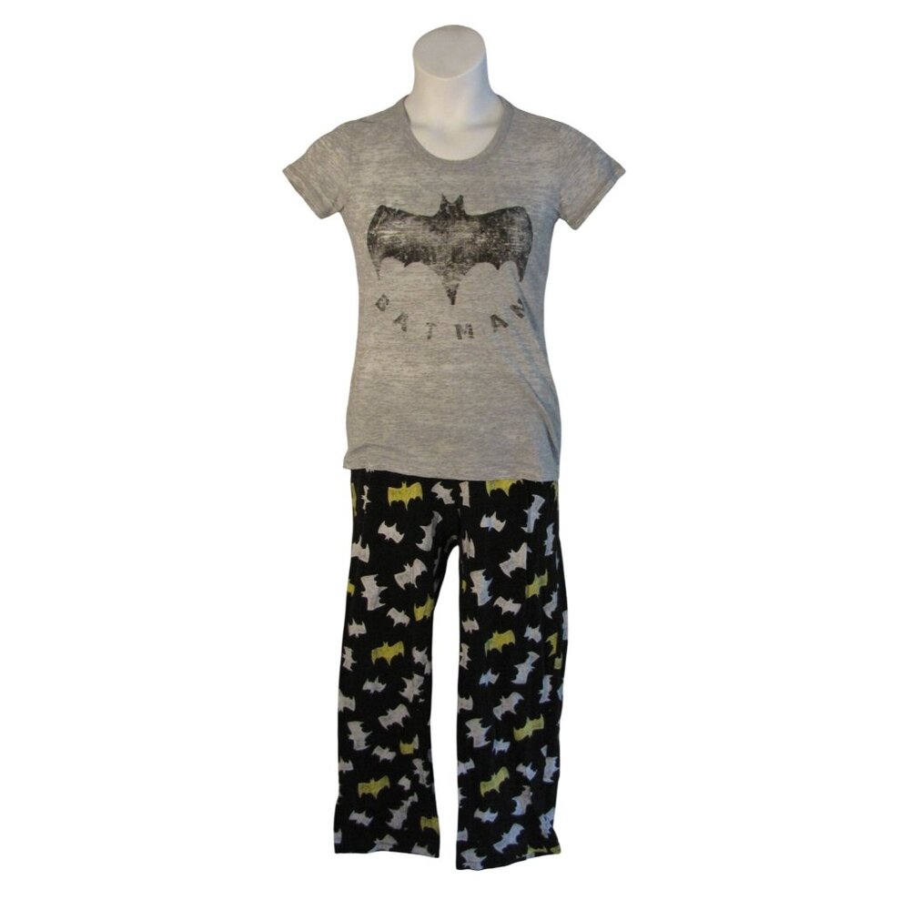Batman S Gray Black Yellow Knit Pajamas Sleepwear SOFT